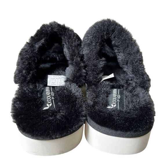 KOOLABURRA BY UGG FUZZ ON FAUX-FUR SLIDE ON BLACK SANDALS - Picture 10 of 12